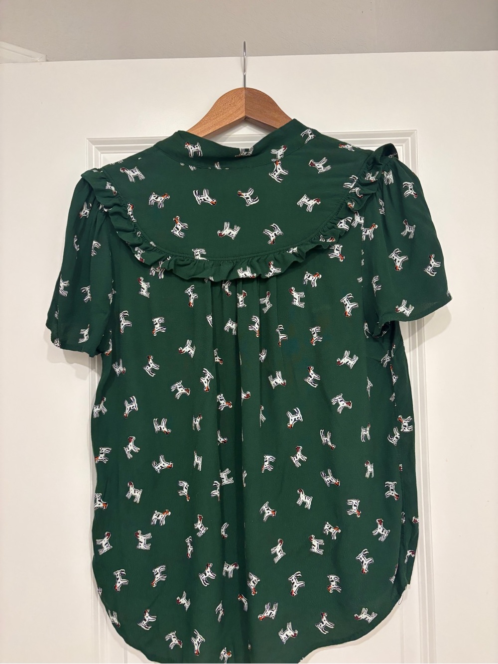 Maeve by Anthropologie Adagio Dog Print Ruffle Blouse - Picture 3 of 5